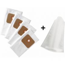 Sacs filtrants et jeu de filtres humides pour aspirateurs Humides-Secs nts 20 & nts 25 - 4 sacs filtrants ø 65MM + 1 filtre humide - Tectool