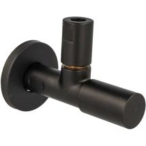 tecuro Design Eck-Ventil mit Verblendung,1/2 Zoll Wandanschluss, Messing schwarz-matt