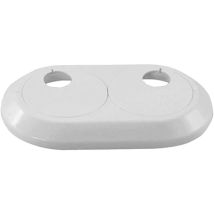 Tecuro - Doppel-scharnierrosette Ø 28 Mm, Rohrabstand Einstellbar Von 35 - 58 Mm - Weiß
