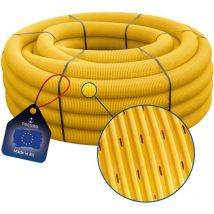 Tecuro - Drainagerohr 10 Meter - dn 80, flexibel, gewellt und geschlitzt, pvc-u, din 1187