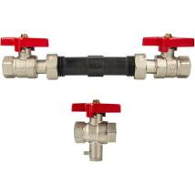 Tecuro - Einbausatz zu Wärmemengenzähler 3/4 Zoll (DN20) x 130 mm - mit Kugelhähnen