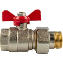 Kugelhahn Mit Verschraubung G 1 1/4 (5/4) Zoll X Innengewinde Rp 1 1/4 (5/4) Zoll, Messing Vernickelt - Tecuro
