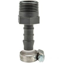 Tecuro - Schlauchtülle ø 16 mm x 1/2 Zoll ag, mit Edelstahlschlauchschelle - Nylon grau