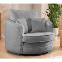 S-style Möbel - Ted - Drehsessel Love Seat xxl 360 Grad drehbar aus Grau Boucle-Stoff