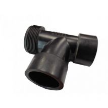Tee di scarico da laboratorio a 90°, passo 40 mm femmina, 40 mm femmina, 40 mm maschio.