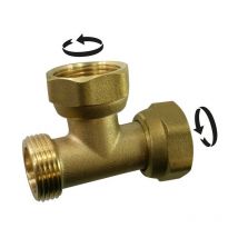 Tee in ottone doppio m/f f 15 x 21 per tubo in rame Sans marque