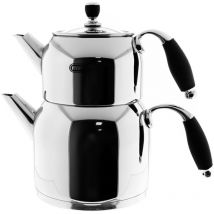 Mulex - Teekannen-Set aus Edelstahl 18/10 mit Silikongriffen – Praktisch, elegant und langlebig 0,7L+1,5L