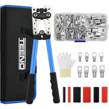 Pinces à Sertir 6/10/16/25/35/50 mm²+Kit de 60 cosses à sertir + Tubes Thermorétractables pour câble de batterie, Pinces d'électricien pour Sertir