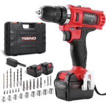 Perceuse Visseuse sans Fil 21V Teeno Deux batteries 1.5Ah Visseuse Devisseuse Sans Fil,21 Accessoires