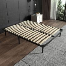 Sommier 160x200cm Teeno Sommier à Lattes avec 2x18 Lattes Sur, 9 Pieds, Montage Rapide-Sommiers à Lattes en Bois pour Adulte