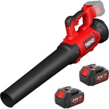 Souffleur de Feuilles électrique, 6 Modes de Vitesse, 21V Deux piles au lithium 4AH et Chargeur 2 Batterie,pour l'entretien des pelouses, Patio,