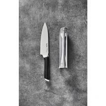 Ever Sharp - Cuchillo chef 16.5 cm, afilador integrado en la funda, tecnologia de afilado doble pivote, sistema bloqueo seguro, acero inoxidable