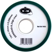 Teflon Fontanero Al.Dens. 19Mmx0,2Mmx15Mt Ptfe Bl s m