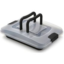 Stampo Da Forno 24x32 Cm Con Coperchio Per Trasporto, Acciaio Con Rivestimento Antiaderente, Nero, Made In Italy, Linea Bake Away - Guardini
