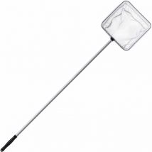 Teichkescher – 100 cm Stiellänge – 0,3 mm Maschenweite – 25 x 25 x 7 cm – Weiß