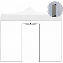 Divina Garden - Tela lateral impermeable 2x2m blanca con puerta enrollable para gazebo