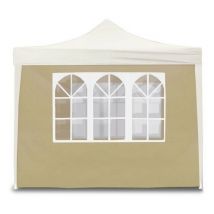 Evergreen - Paño lateral para cenador resellable con ventanas en tejido beige 300x200 cm