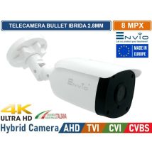 Envio - telecamera cctv videosorveglianza bullet ibrida 4in1 ahd tvi cvi cvbs 8MP 4K ultra hd 2.8MM 30 metri da esterno