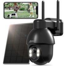 Anran - Videocamere Di Sorveglianza Per Esterni2k Telecamera Wifi Esterno Senza Fili, 360° Telecamera Pannello Solare Ai Rilevazione Del Movimento, 