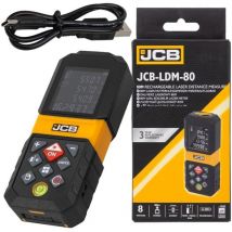 JCB - Telémetro Láser Digital lcd 80m, Medición Precisa de hasta 80m, Precisión de +/- 3 mm, Cálculo de Área y Volumen, Pantalla lcd, Cargador usb-c,