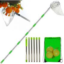 Jalleria - Telescopic Fruit Picker, Fruit Picker, 4.2M Fruit Picker with Telescopic Handle, Fruit Picker with Lightweight Stainless Steel Telescopic