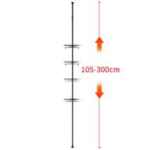 Teleskop Duschregal Metall Eckregal mit 4 Körben Gesamthöhe 105-310 cm, Edelstahl, ohne Bohren, Duschkorb für Bad und Küche Schwarz