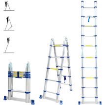 Aluminium Teleskopleiter 3,2 m (1,6 + 1,6), gelenkig und faltbar, ultraleicht, kompakt, Max. Belastung 150kg, Arbeitshöhe bis 4,1m, 5 Jahre Garantie