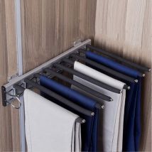 Teleskopischer verschiebbarer Hosenständer für den Kleiderschrank, platzsparender Push-Pullover-Hosenständer, rutschfester Beflockungsbügel mit 9