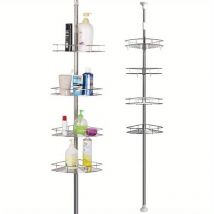 Teleskopisches Duschregal Kein Bohren Erforderlich Badezimmerregal Eckregal Mit 4 Körben Boden Bis Decke 190cm - 310cm