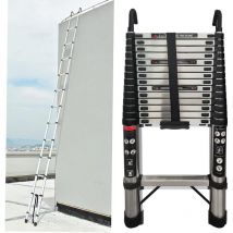 Lucn - Teleskopleiter, 14.5FT Edelstahl Teleskopleiter mit rutschfesten Füßen und stabilen Haken, tragbare Verlängerungsleiter für Haushalt und