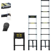 Teleskopleiter 2,6m TELESCOO9, Aluminium, Zusammenklappbar, Ausziehbar, Max Arbeitshöhe 3,5m, Standart EN131, 5 Jahre Garantie, Hostrom