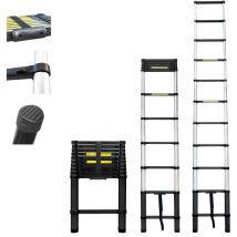 Teleskopleiter 3,2m TELESCOO11, Aluminium, Zusammenklappbar, Ausziehbar, Max Arbeitshöhe 4,1m, Standart EN131, 5 Jahre Garantie, Hostrom