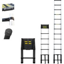 Teleskopleiter 3,8m TELESCOO13, Aluminium, Zusammenklappbar, Ausziehbar, Max Arbeitshöhe 4,7m, Standart EN131, 5 Jahre Garantie, Hostrom