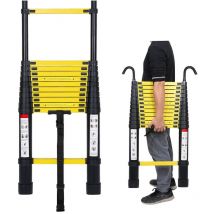 Echelle télescopique Alu Escabeau escamotable Echelle coulissante Alu jusqu'à 150 kg Escabeau stable Jaune et noir 3,8m avec crochet