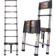 Teleskopleiter EN131, Verlängerungsleiter, 3,2 m Edelstahl-Mehrzweckleiter für den täglichen Haushalt oder Hobbys, 150 kg Tragfähigkeit, 30 cm