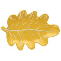 Teller 25 cm x 17 cm x 3 cm hoch, gelbes Porzellanblatt