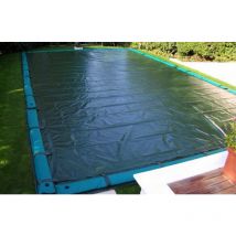 Telo di Copertura Invernale 9,40X 15,40 mt per Piscina 8X14 mt con Tubolari Perimetrali & Asole + bordatura con risvolto & doppia cucitura - Made in