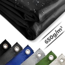 Jago - Telo Impermeabile - 5 x 7 m, pvc 650 g/m², Impermeabile, Antipioggia, con Occhielli, Nero - Telo Copritutto Occhiellato, Copertura, Telone