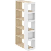 Temahome - Bibliothèque 5 Niches 90x34x188 Cm Chêne Clair Et Blanc - Ella