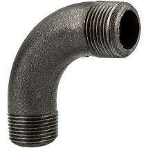 Temperguss-Gewindefitting schwarz langer Bogen 90°, ag x ag 3/4 Zoll, Typ 3, dvgw
