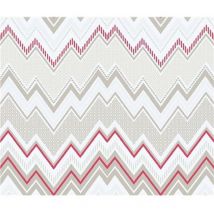 Galerie - Tempo Zig-Zag Wallpaper Paste the Wall Pink Grey Beige