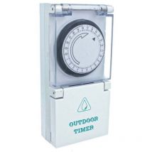 Temporizzatore Esterno IP44 Timer Meccanico Regolabile 24 Ore Con Spina 16A Presa Bipasso 10/16A Max 3500W