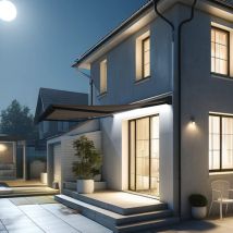 Intersun - Tenda da sole a cassonetto integrale celeste 4,00x3,00 m (Telecomando con Manovra di Emergenza + led - Grigio antracite - Talpa)