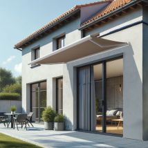 Intersun - Tenda da sole a cassonetto integrale cinabre 3,00x2,00 m (Motorizzato a Telecomando - Bianco - Talpa)