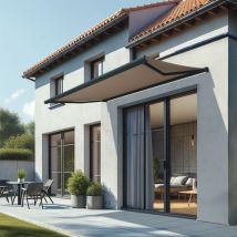 Tenda da sole a cassonetto integrale CINABRE 3,00x2,00 M (Motorizzato a Interruttore - Grigio antracite - Talpa)