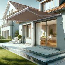 Intersun - Tenda da sole a cassonetto integrale hevoa 4,05x3,50 m (Manuale - Bianco - Talpa)