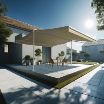 Tenda da sole a doppia pendenza enargite 6,00x2x3,00 m (Manuale - Bianco - Beige chiaro)