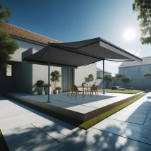 Intersun - Tenda da sole a doppia pendenza enargite 6,00x2x3,00 m (Manuale - Grigio antracite - Grigio)