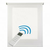 Estores Enrollables Estor Motorizado Translúcido automático con batería, motor y mando - Bianco