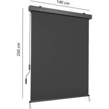 Liferun - Tenda A Rullo Verticale Per Balconi, Tenda A Rullo Esterna, Tenda A Rullo Oscurante, Parasole, Protezione Dal Vento, 280 G/m² (140x250 Cm, 